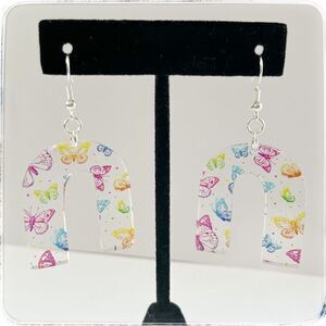 Handmade multicolor gradient acrylic butterfly earrings